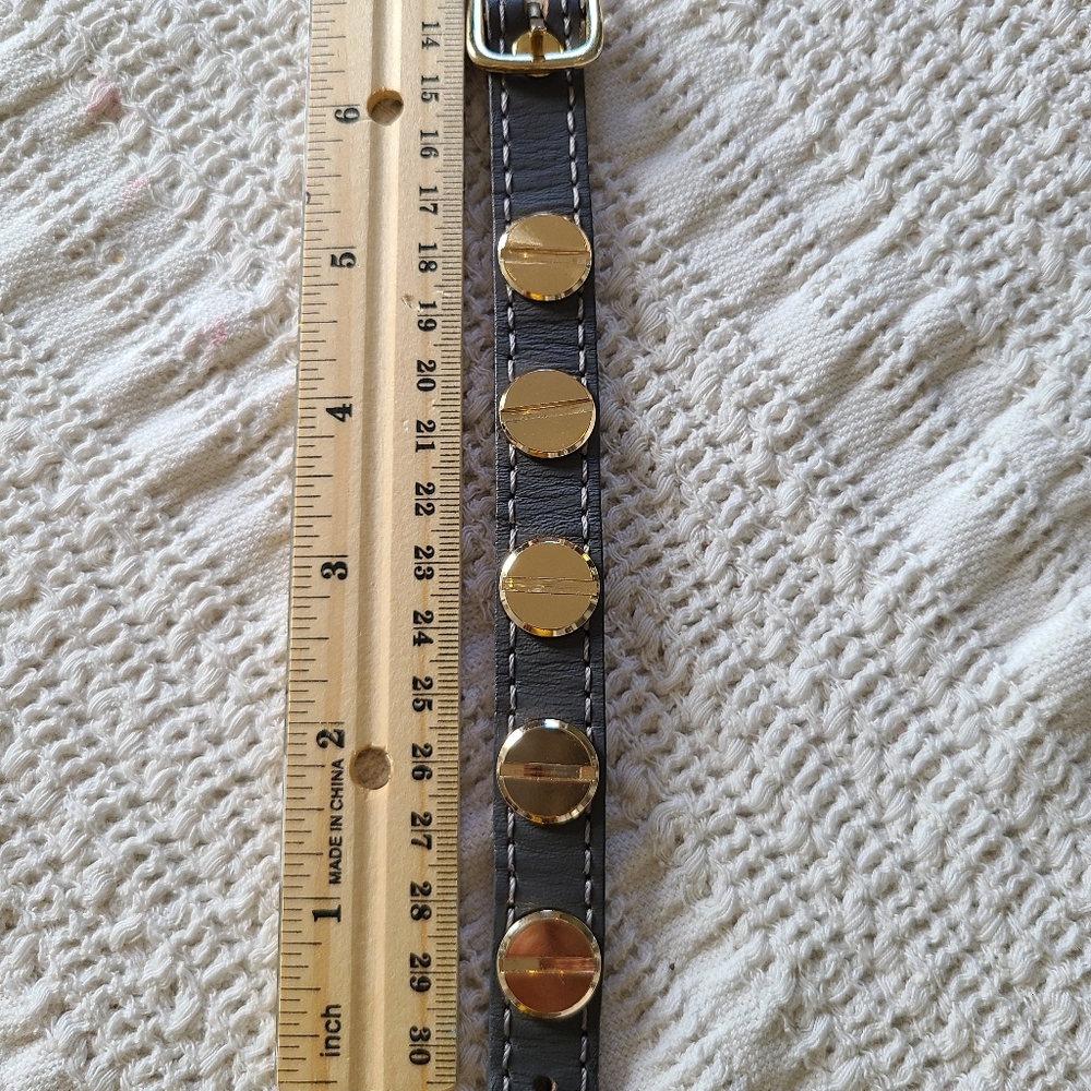 Leather and Gold- Colored accent Belt Bracelet - Picture 13 of 16